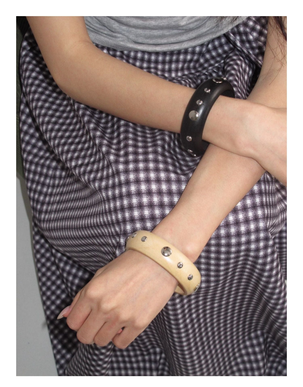 Studded Wide Bangle Bracelet — bracelet, view 3