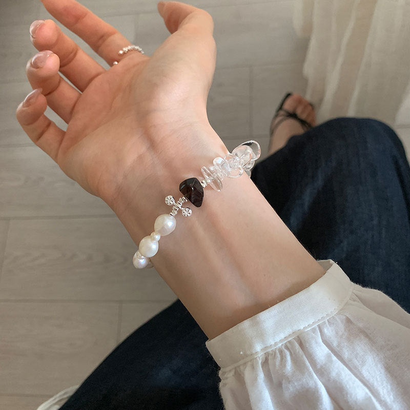 Irregular Transparent Bead Bracelet — white bracelet, view 4