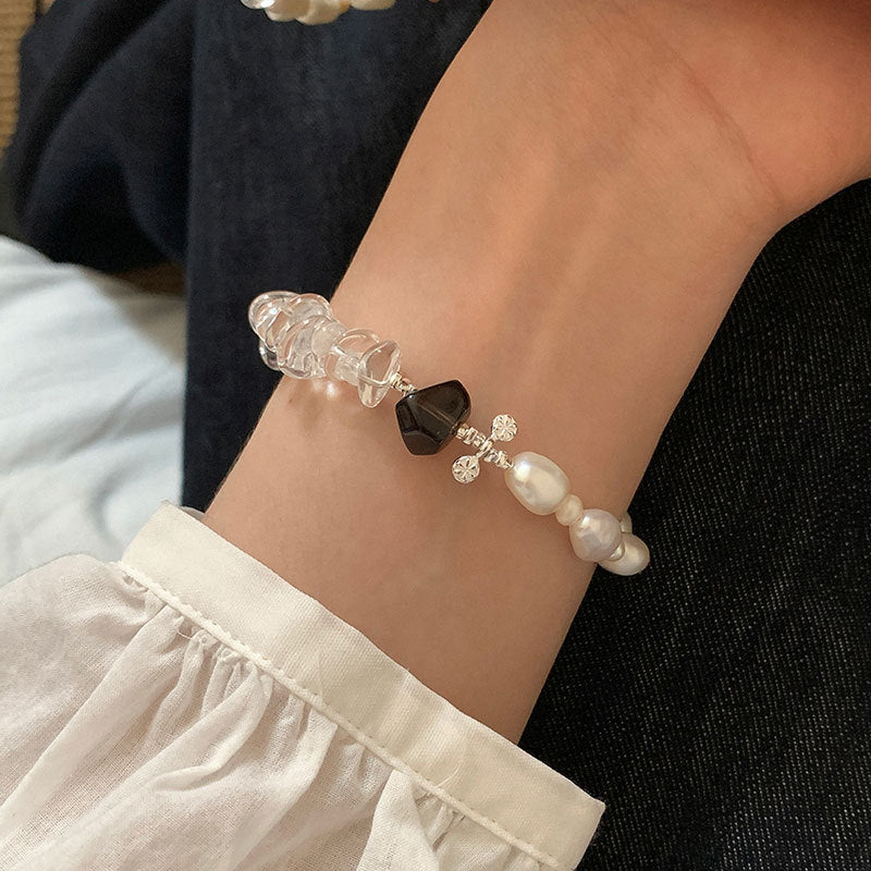 Irregular Transparent Bead Bracelet — white bracelet, view 5
