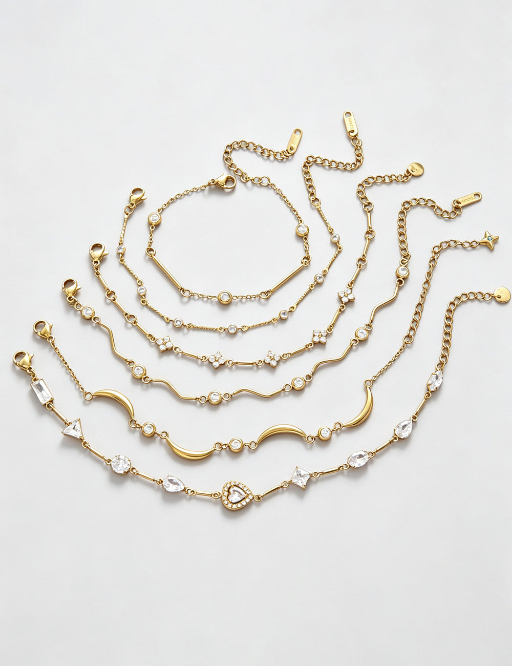 Gold-Plated Zirconia Chain Bracelet — gold bracelet