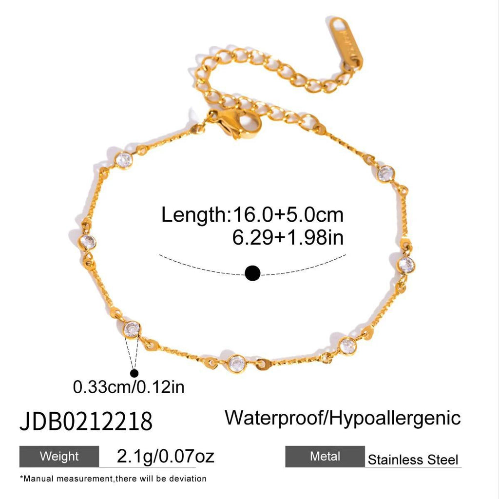 Gold-Plated Zirconia Chain Bracelet — gold bracelet, view 12