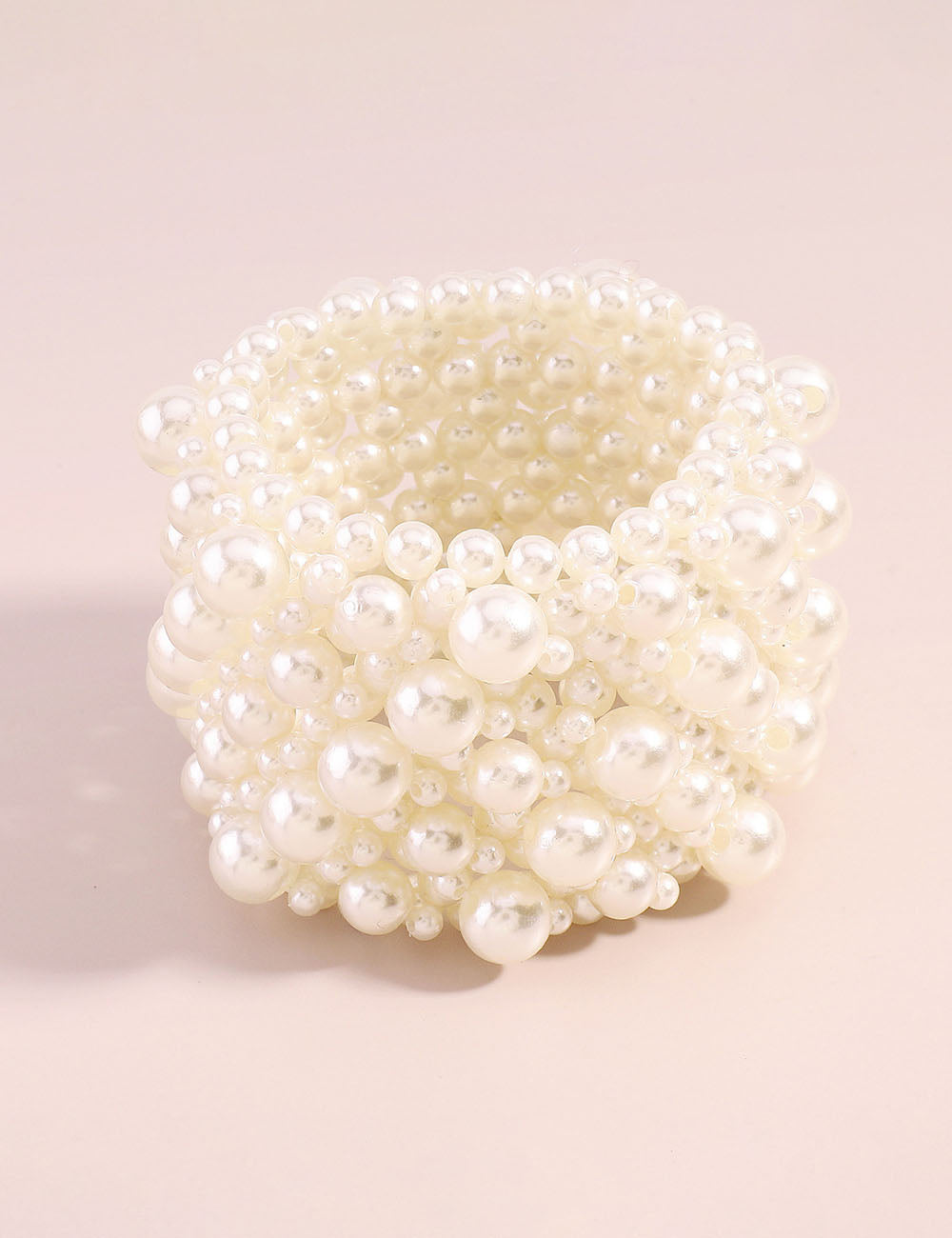 Multi-Layer Geometric Bead Bracelet — white bracelet