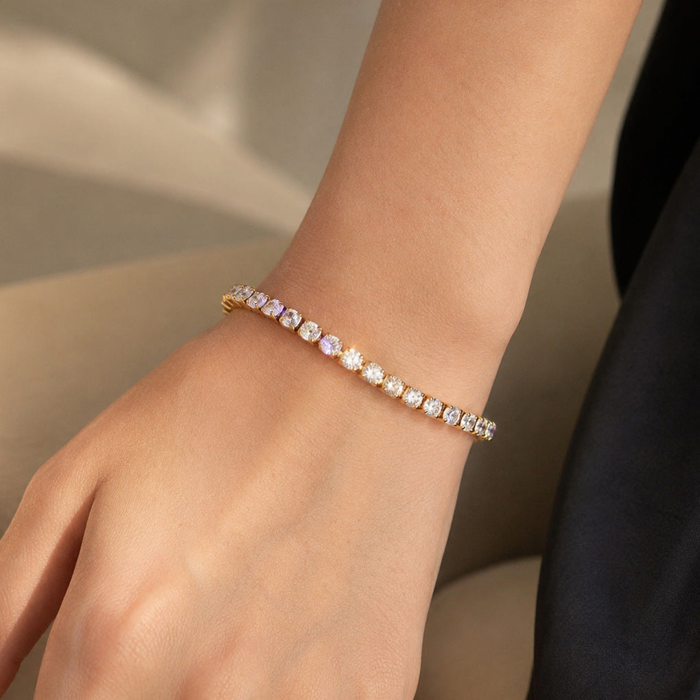 Gold-Plated Cubic Zirconia Bracelet — gold bracelet, view 2
