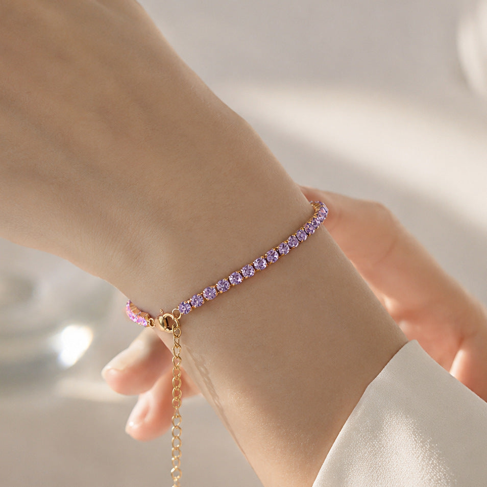 Gold-Plated Cubic Zirconia Bracelet — gold bracelet, view 3