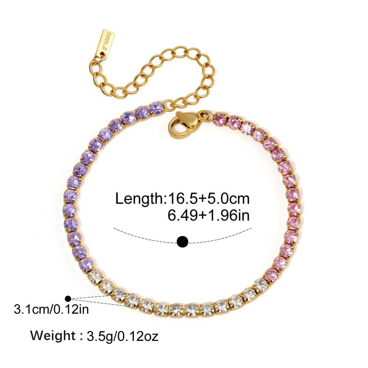 Gold-Plated Cubic Zirconia Bracelet — gold bracelet, view 4
