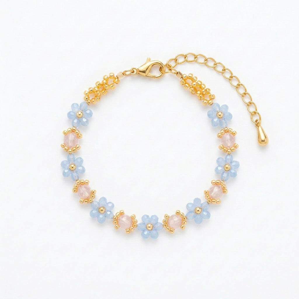 Irregular Crystal Flower Bracelet — bracelet, view 3