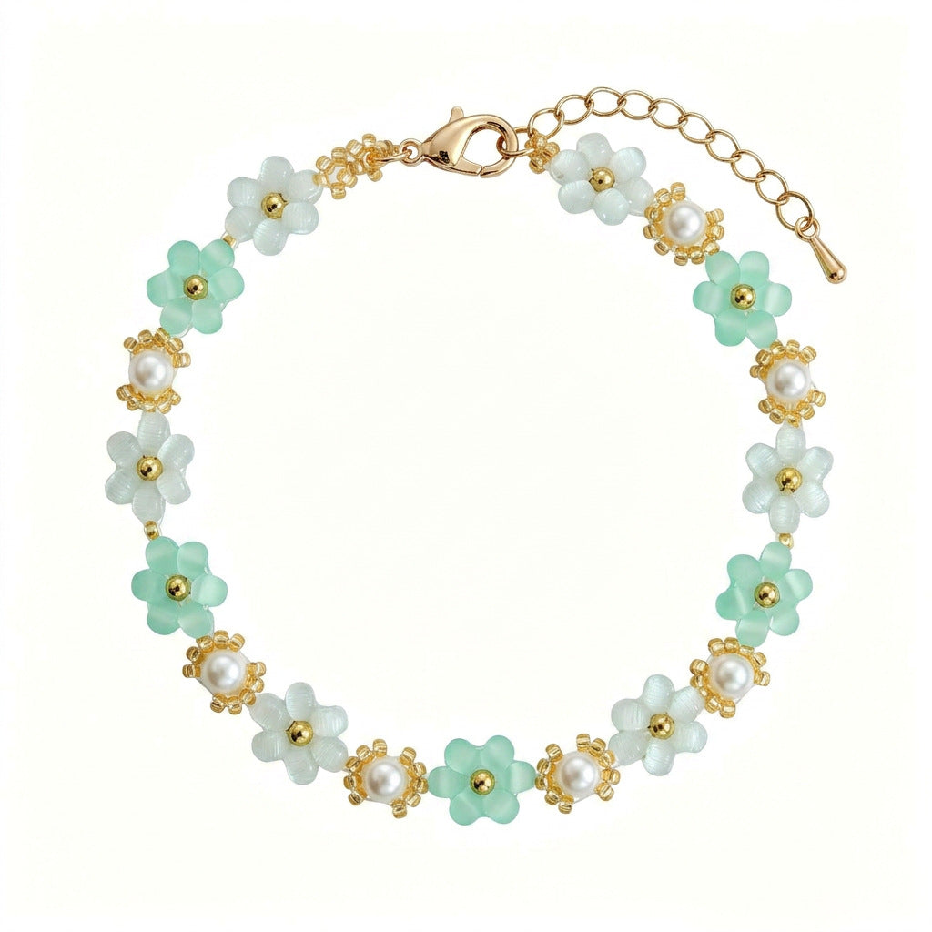 Irregular Crystal Flower Bracelet — bracelet, view 4