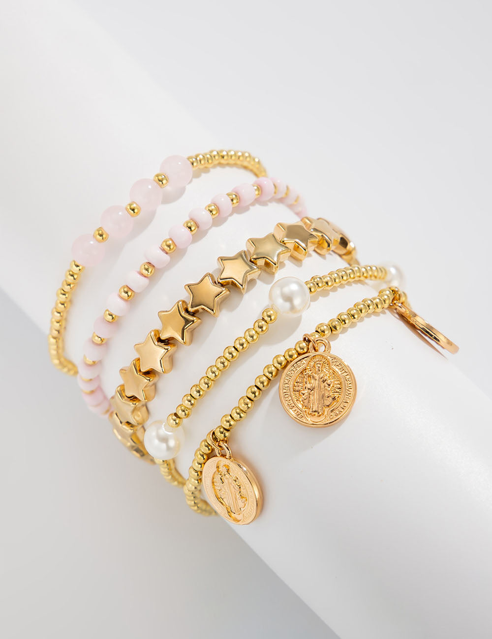 Star Charm Beaded Chain Bracelet — gold bracelet