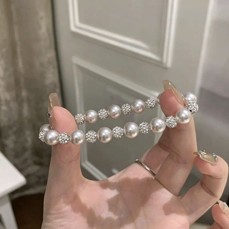 Double Layer Pearl Bracelet — white bracelet, view 3