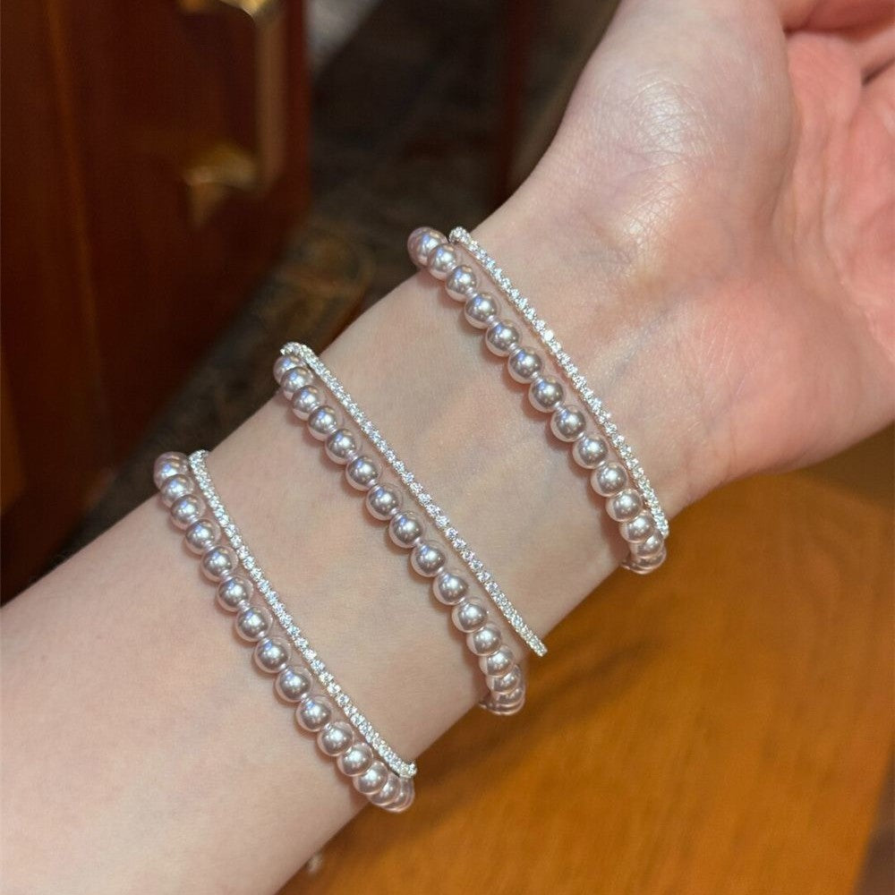 Double Layer Pearl Bracelet — white bracelet, view 4