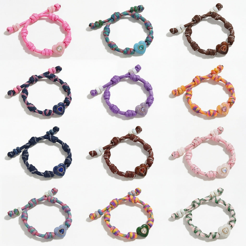 Braided Rope Heart Pendant Bracelet — bracelet, view 4