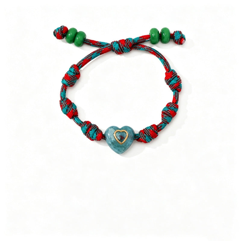 Braided Rope Heart Pendant Bracelet — bracelet, view 6