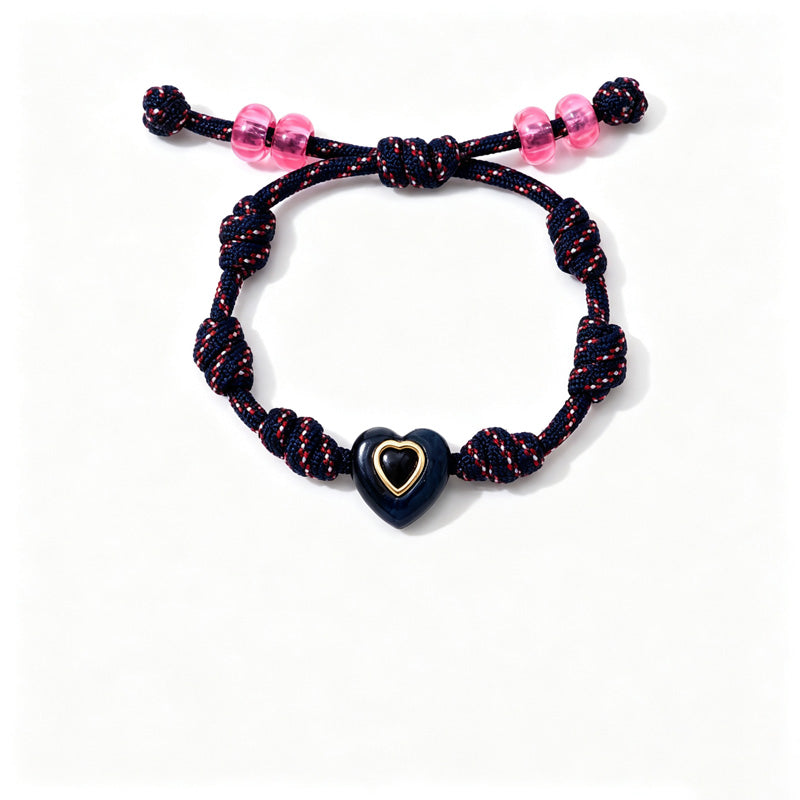 Braided Rope Heart Pendant Bracelet — bracelet, view 8