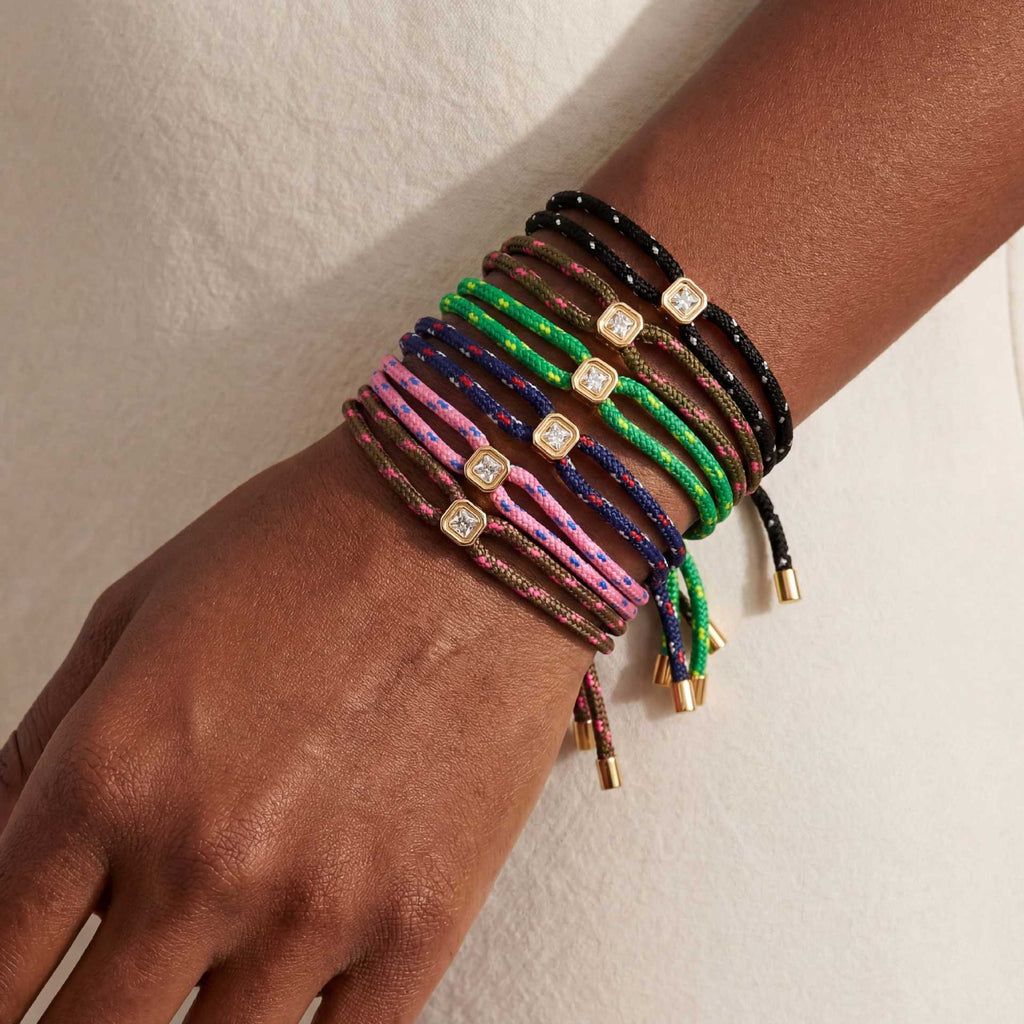 Square Rhinestone Rope Bracelet — bracelet, view 2