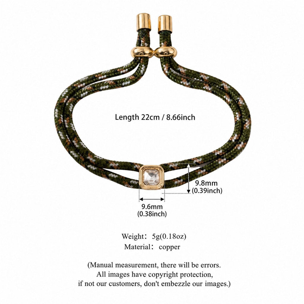 Square Rhinestone Rope Bracelet — bracelet, view 10