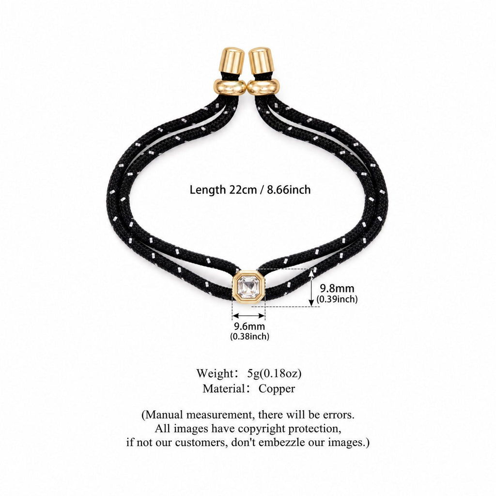 Square Rhinestone Rope Bracelet — bracelet, view 12