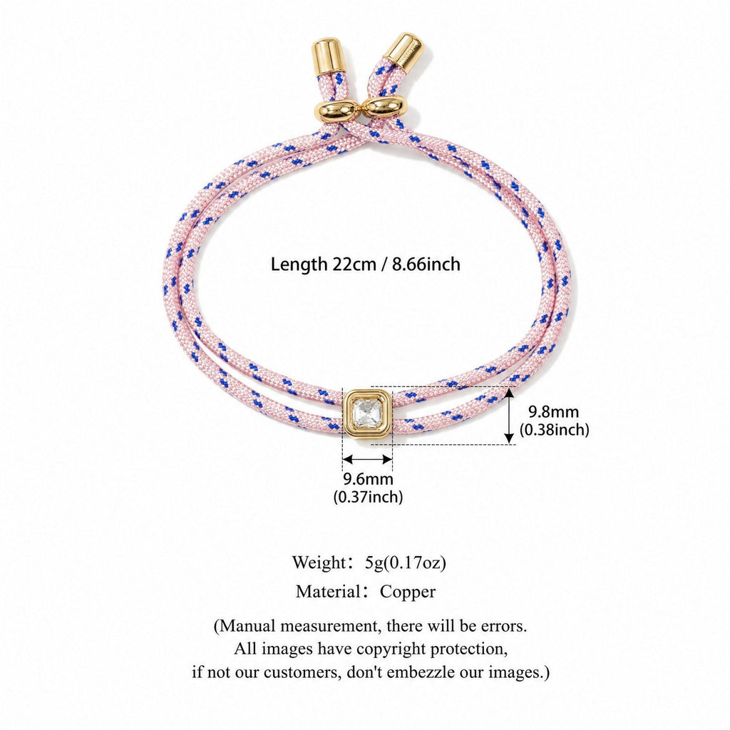 Square Rhinestone Rope Bracelet — bracelet, view 13