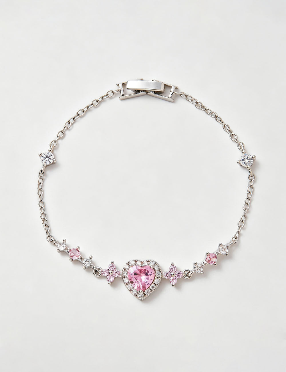 Rhinestone Heart Star Bracelet — silver bracelet