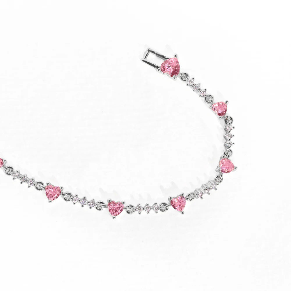 Rhinestone Heart Star Bracelet — silver bracelet, view 3