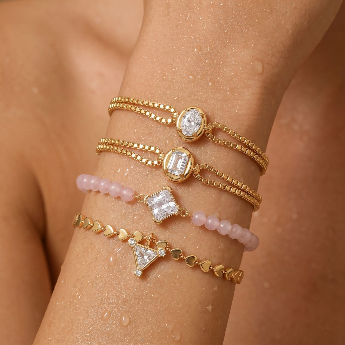 Double-Layer Rhinestone Snake Bracelet — bracelet, view 2