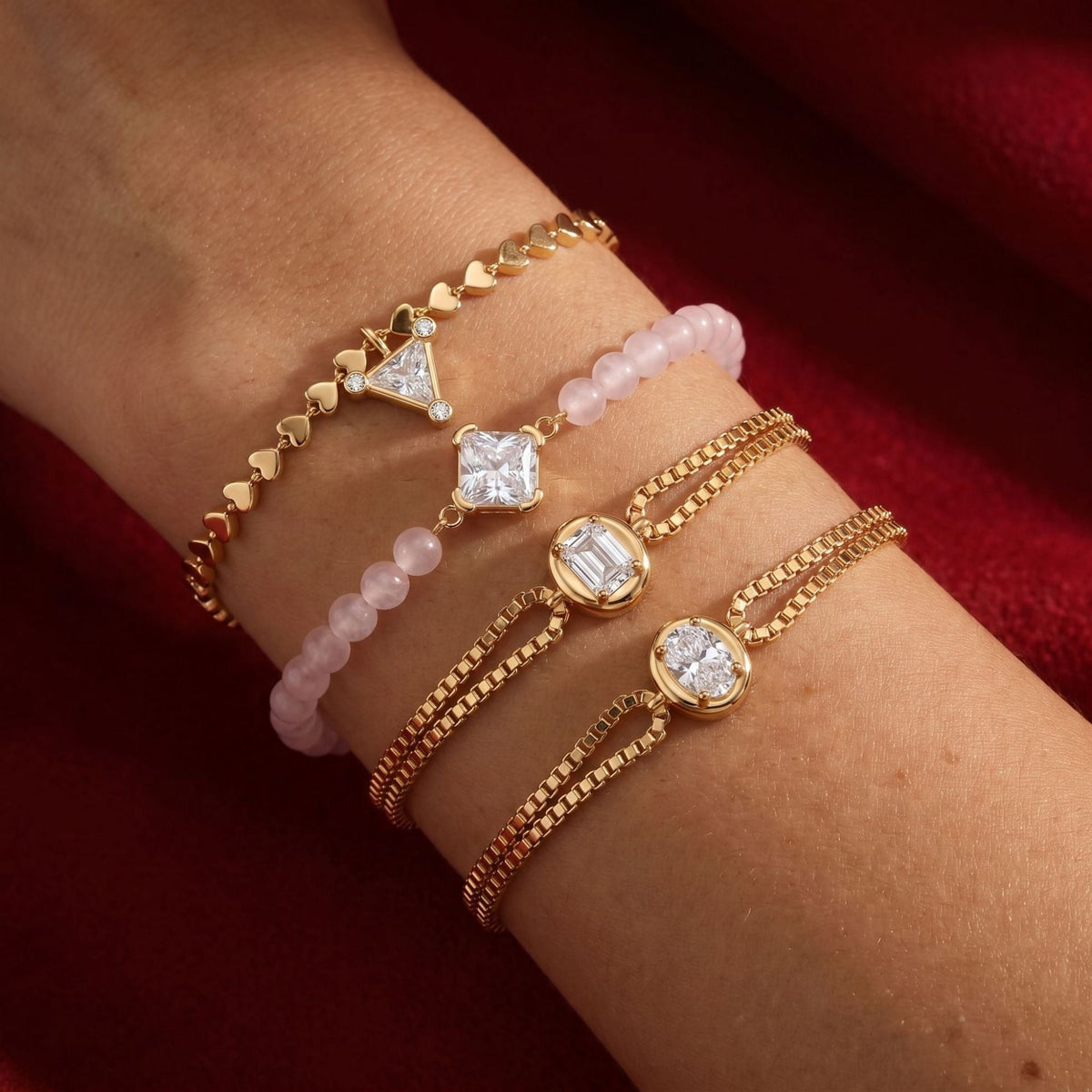 Double-Layer Rhinestone Snake Bracelet — bracelet, view 4