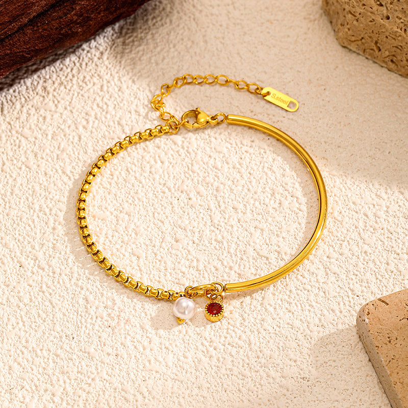 Zirconia Gold Plated Bracelet — gold bracelet, view 2