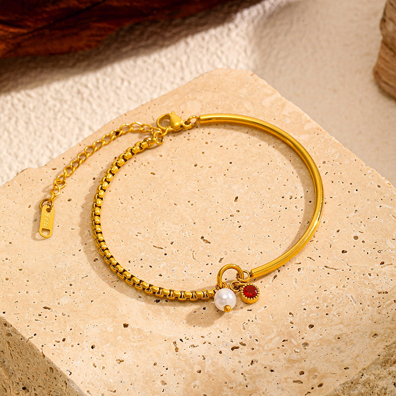 Zirconia Gold Plated Bracelet — gold bracelet, view 4