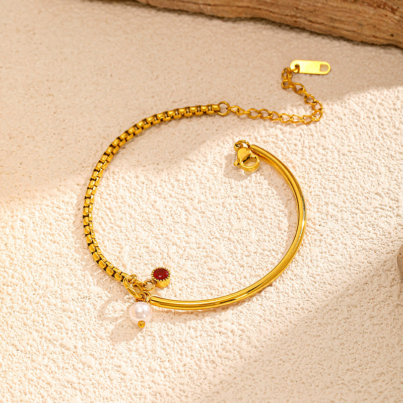 Zirconia Gold Plated Bracelet — gold bracelet, view 5