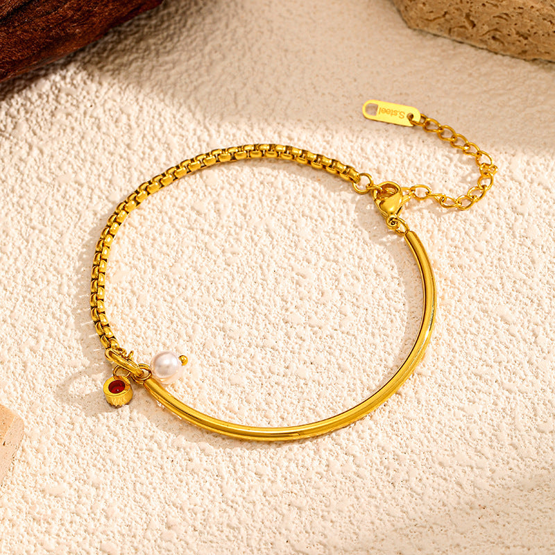 Zirconia Gold Plated Bracelet — gold bracelet, view 6