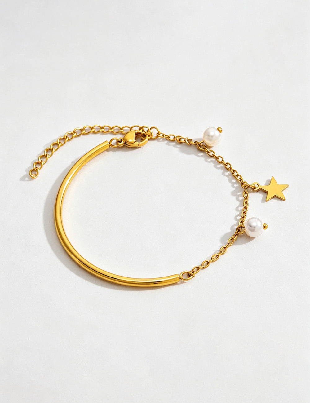 Star and Pearl Charm Bracelet — gold bracelet