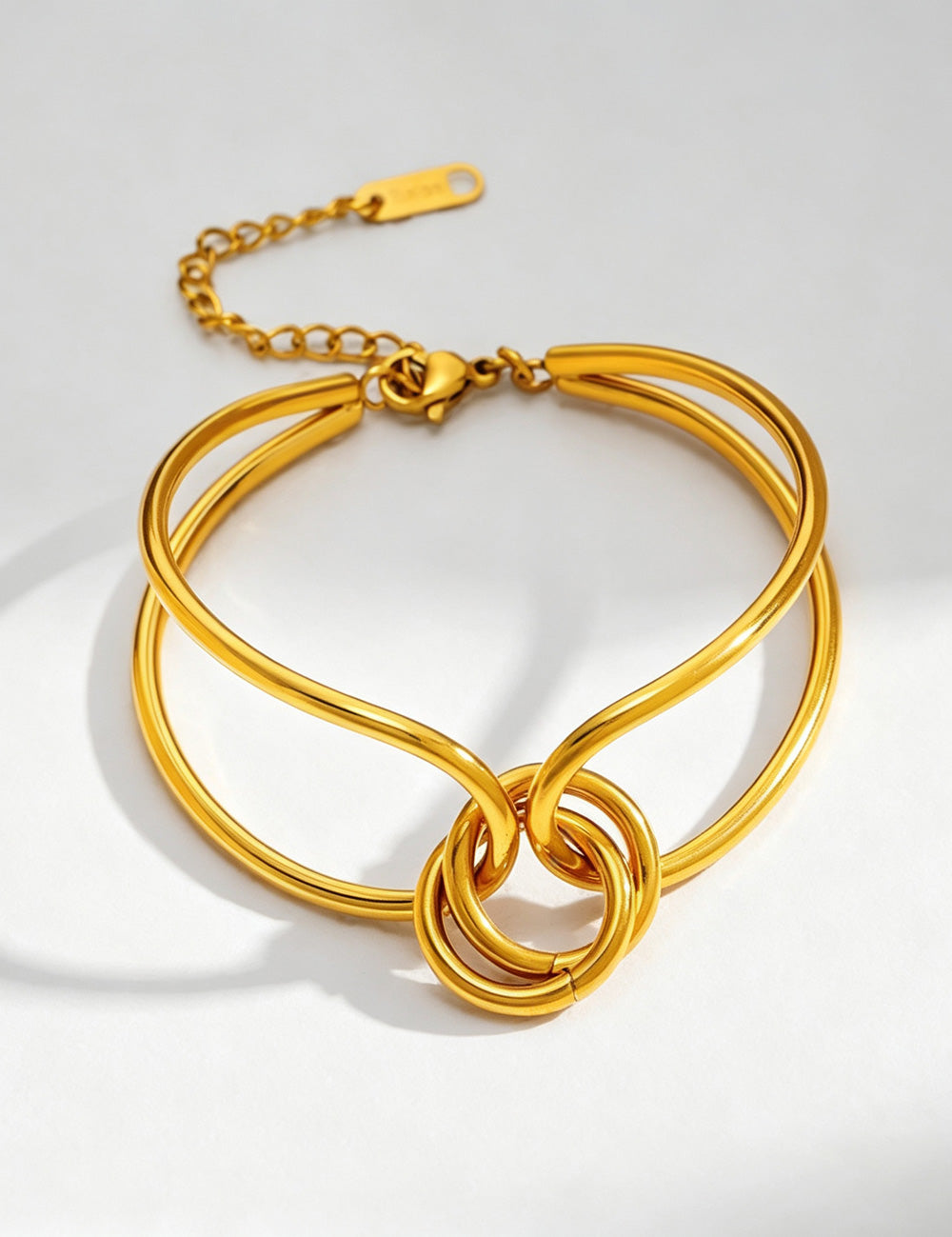Knotted Geometric Gold Bangle — gold bracelet