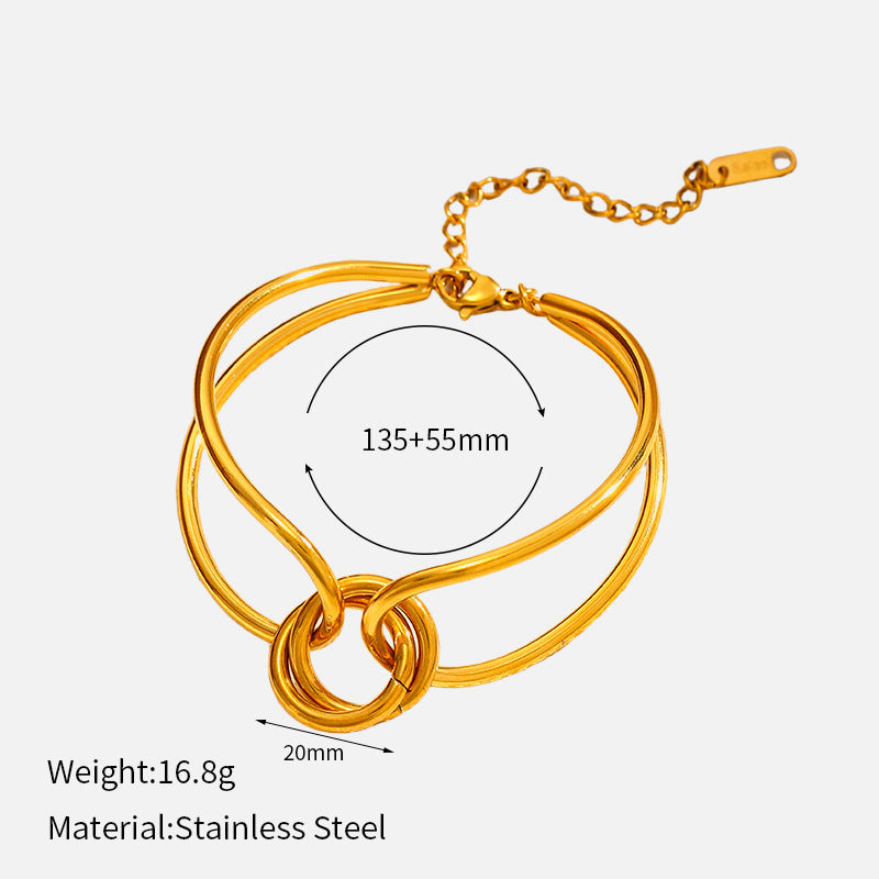 Knotted Geometric Gold Bangle — gold bracelet, view 6