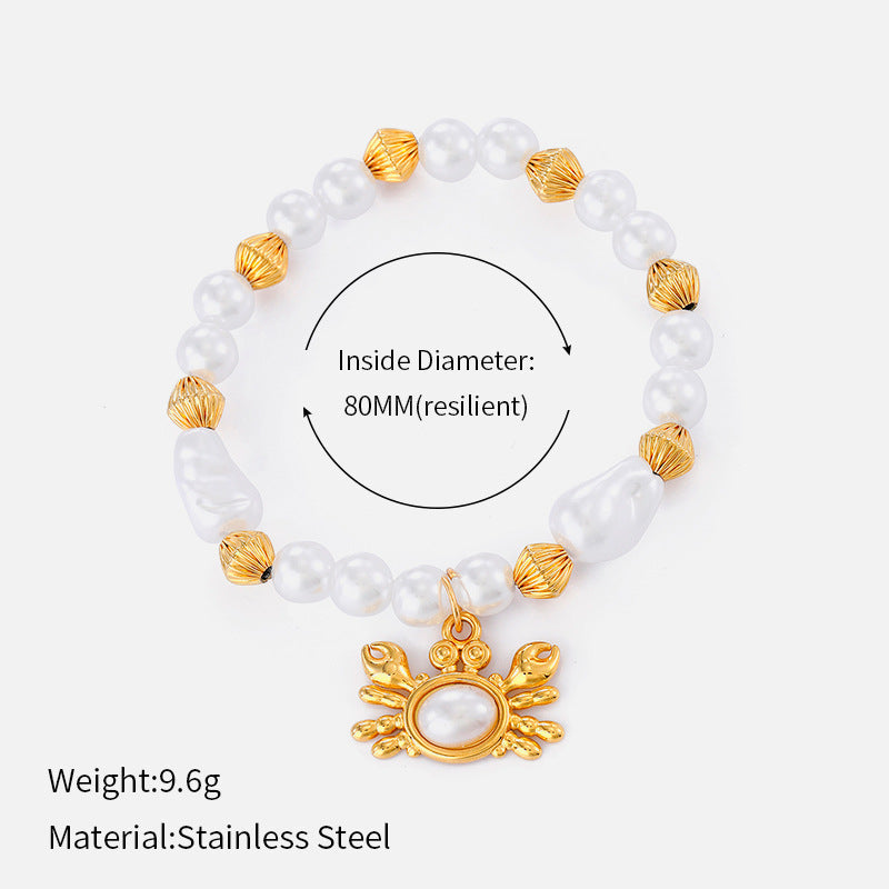 Pearl Chain Shell Bracelet — gold bracelet, view 9