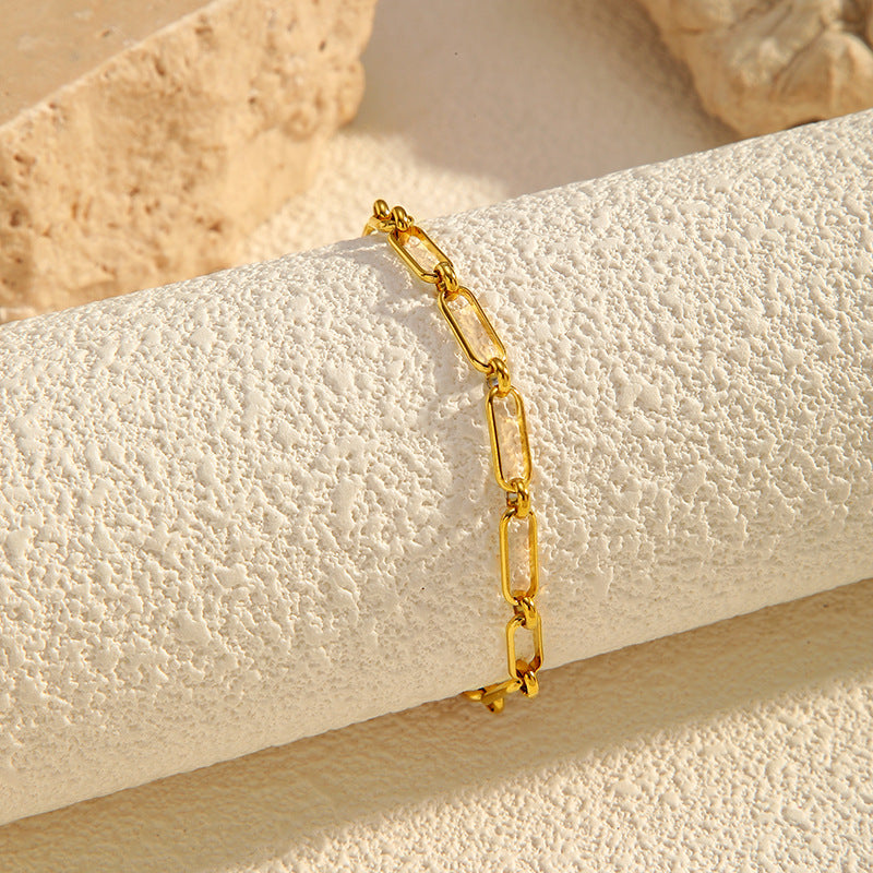 Cubic Zirconia Tennis Bracelet — gold bracelet, view 4