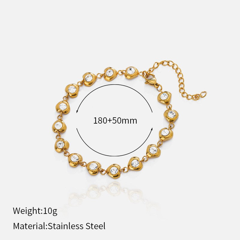 Cubic Zirconia Tennis Bracelet — gold bracelet, view 9