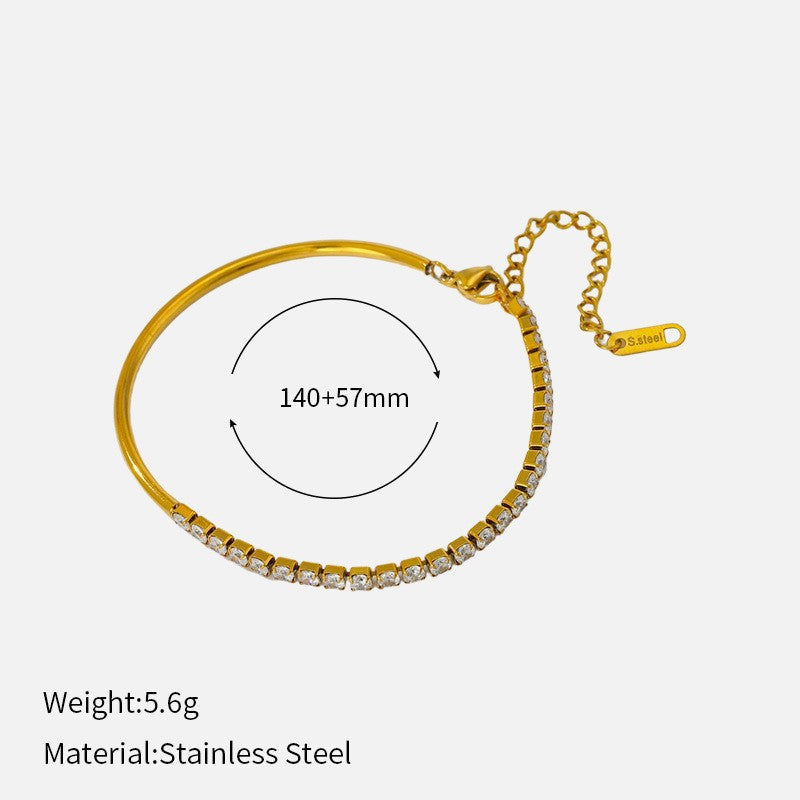 Cubic Zirconia Tennis Bracelet — gold bracelet, view 11