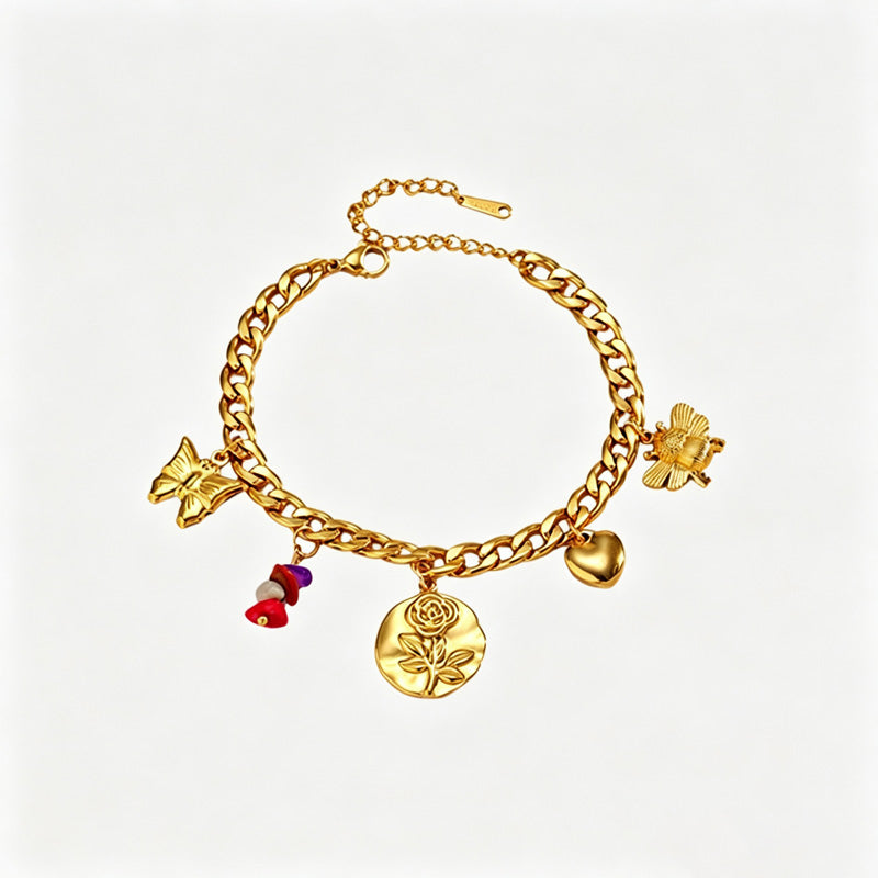 Star Flower Charm Bracelet — gold bracelet, view 6
