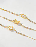 Clover Rhinestone Chain Bracelet — gold bracelet