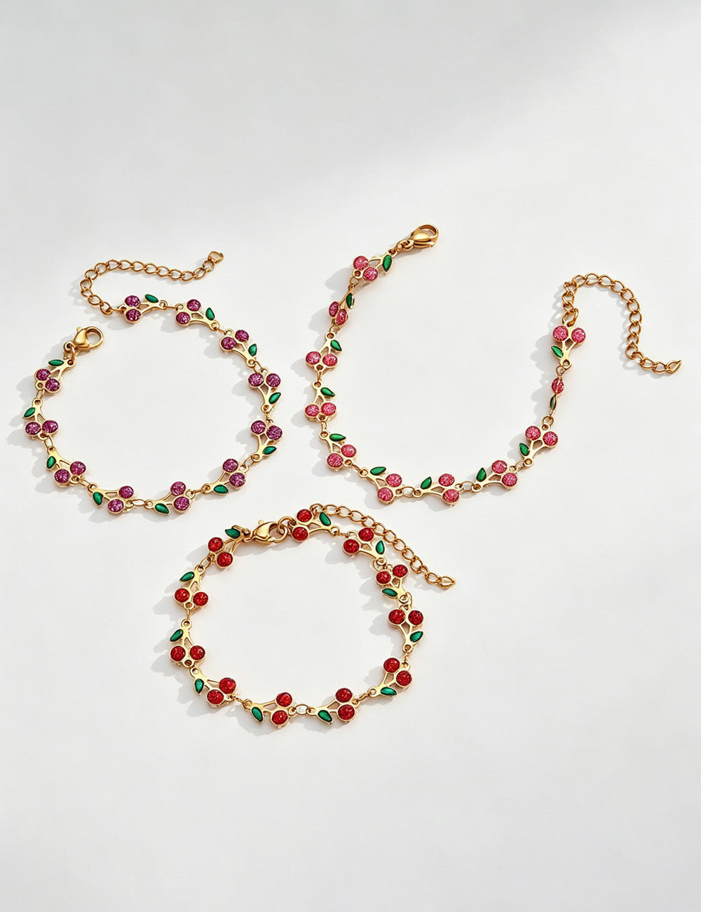 Cherry Zirconia Chain Bracelet — bracelet