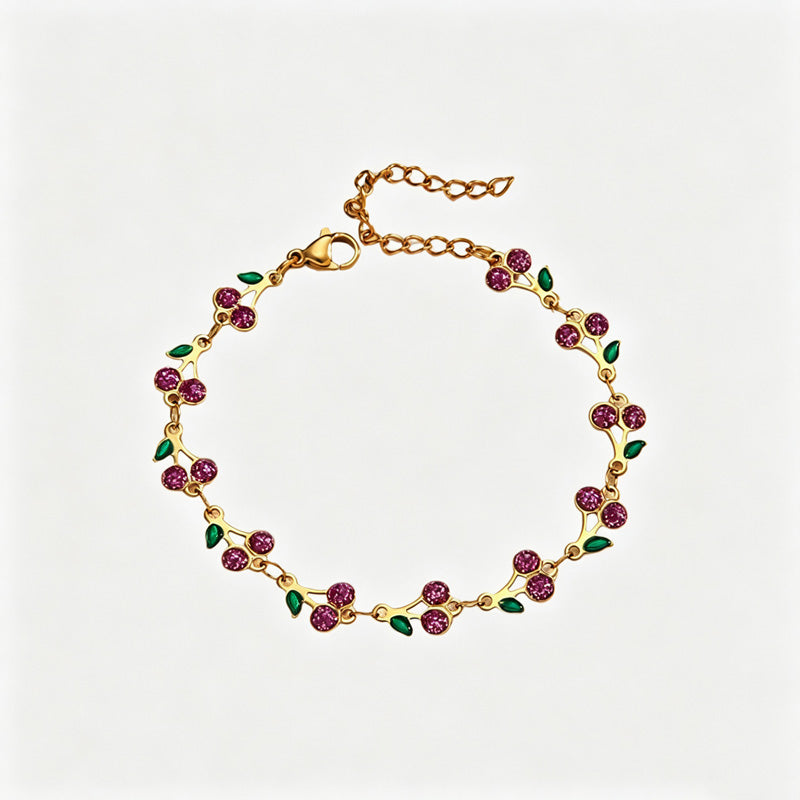 Cherry Zirconia Chain Bracelet — bracelet, view 4
