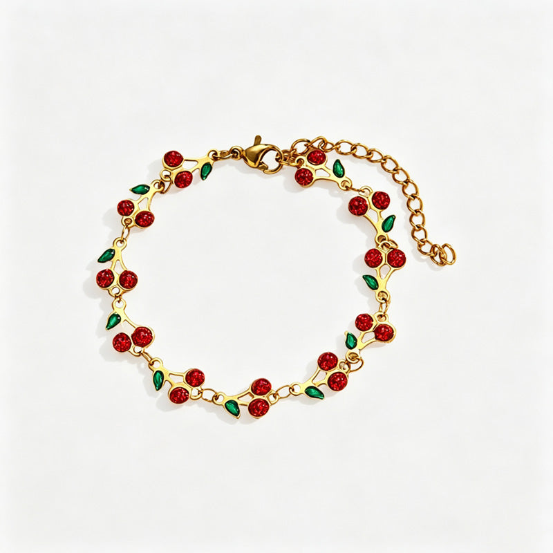 Cherry Zirconia Chain Bracelet — bracelet, view 5
