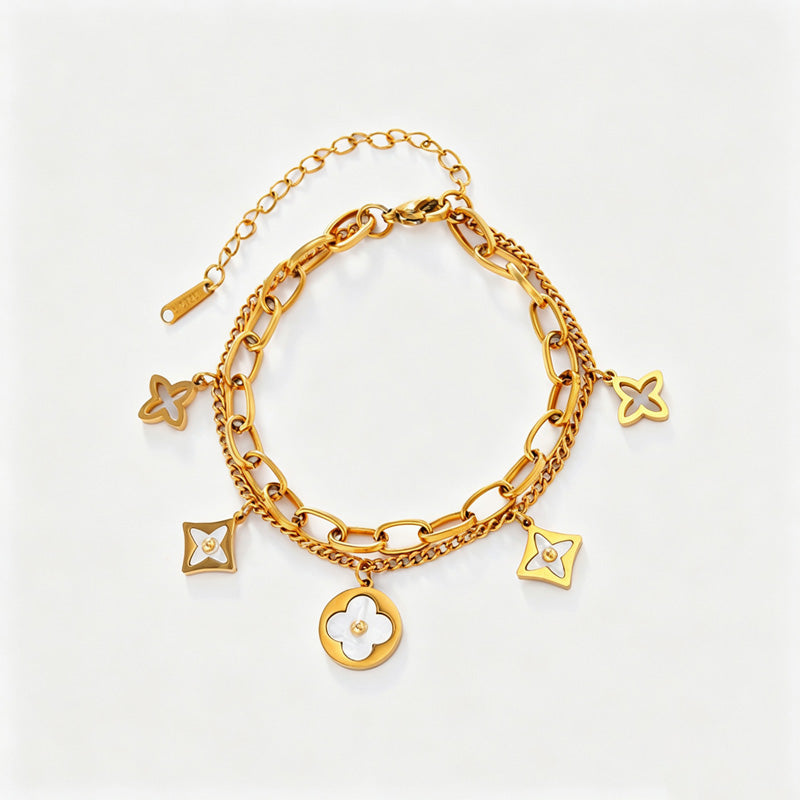 Double-Layer Clover Pendant Bracelet — bracelet, view 5