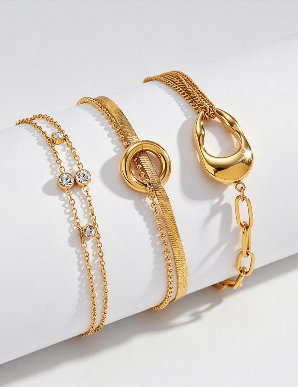 Double-Layer Zirconia Chain Bracelet — gold bracelet