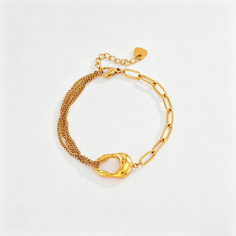 Double-Layer Zirconia Chain Bracelet — gold bracelet, view 4
