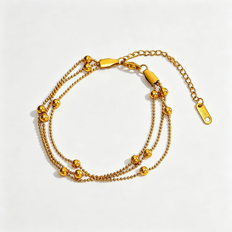 Double-Layer Zirconia Chain Bracelet — gold bracelet, view 9