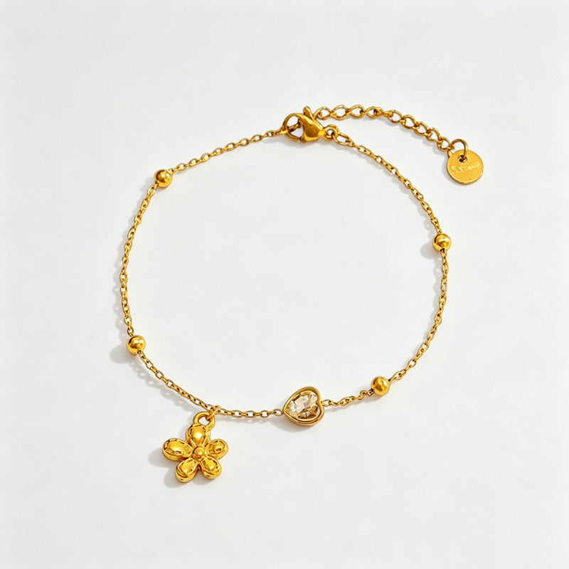 Double-Layer Zirconia Chain Bracelet — gold bracelet, view 12