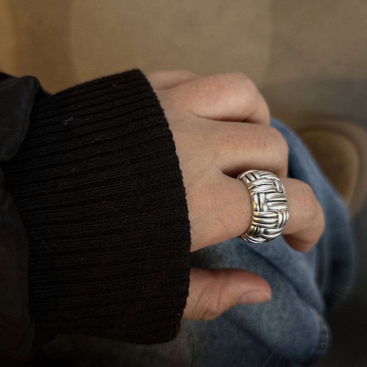 Twisted Braided Punk Open Ring — ring, view 3