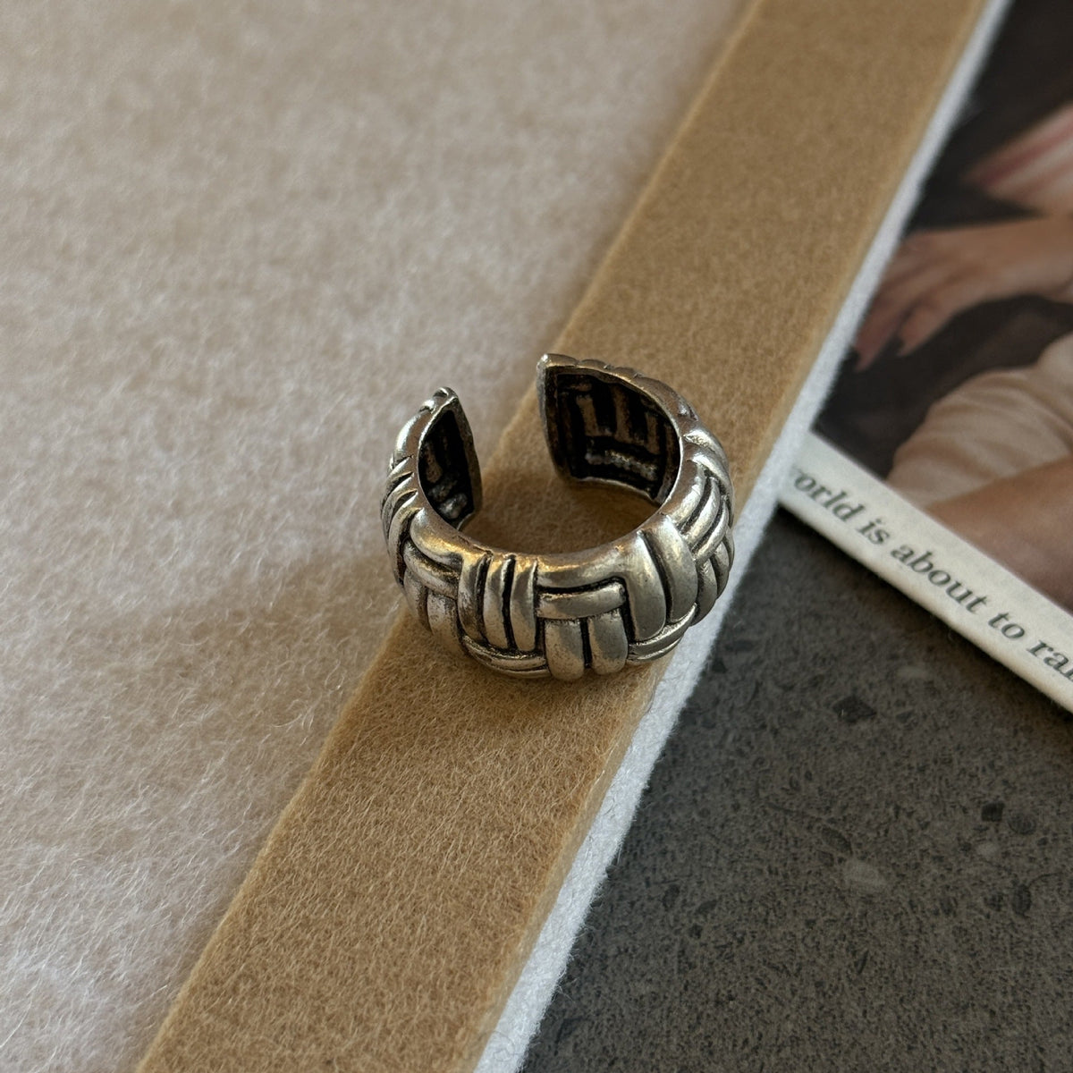 Twisted Braided Punk Open Ring — ring, view 6