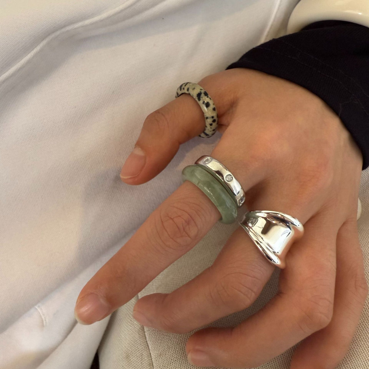 Stackable Polished Stone Ring — ring, view 3
