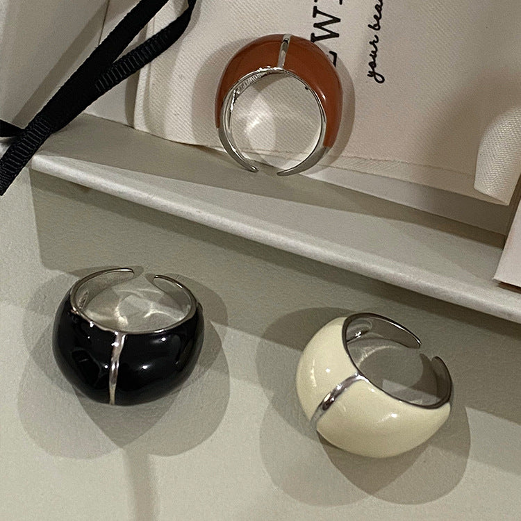 Glossy Enamel Statement Wide Ring — ring, view 2